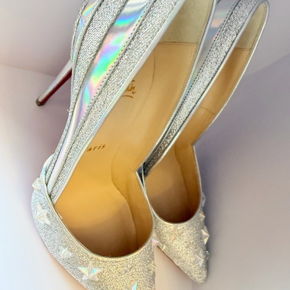 Christian Louboutin Iridescent Silver Pointed Stiletto Pumps - Picture 4 of 9